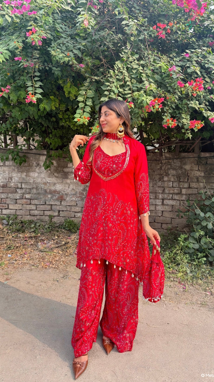"Sarika"-festive three piece set with potli bag