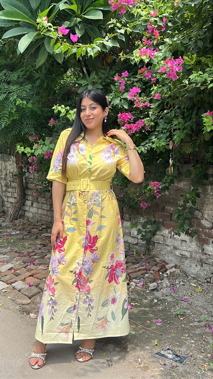 "nyro"-floral dress with belt