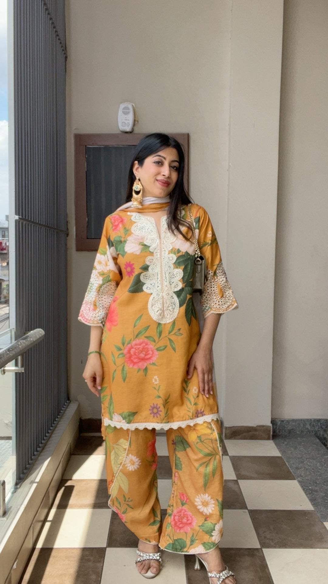 "SAGE"-MUSTARD TULIP PANTS THREE PIECE SUIT