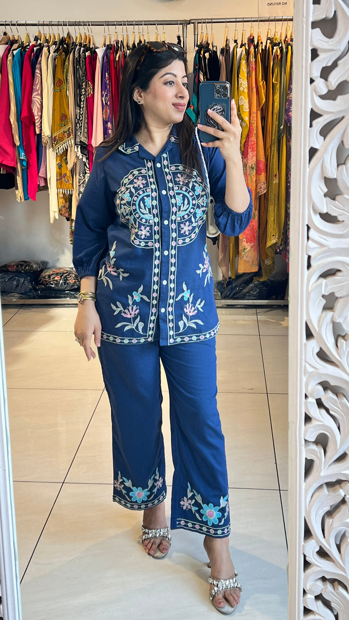 "MEGHA"-FLORAL EMBROIDERY COTTON CO-ORD