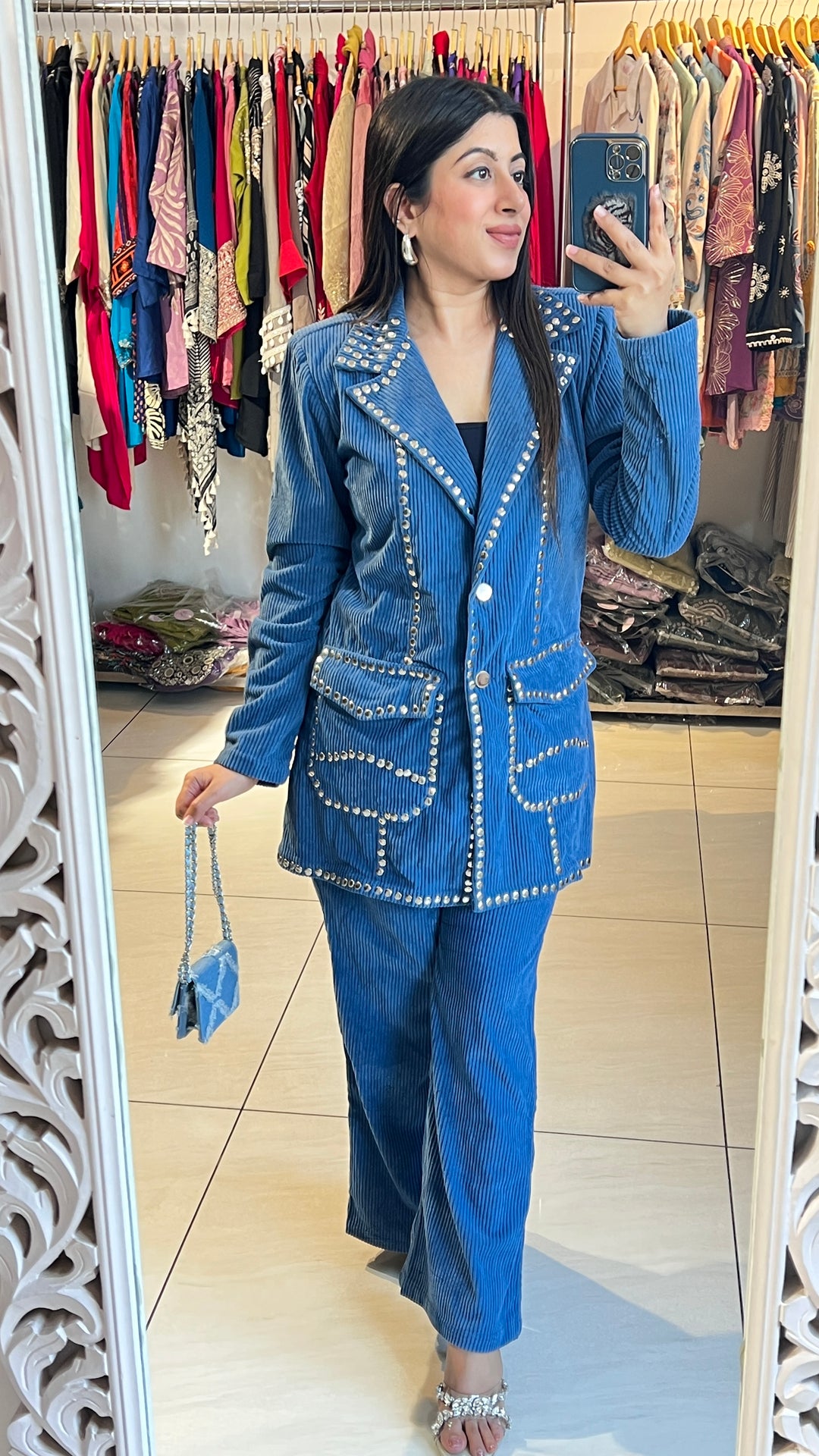 "RUVA"-CORDUROY TWO PIECE BLAZER SET