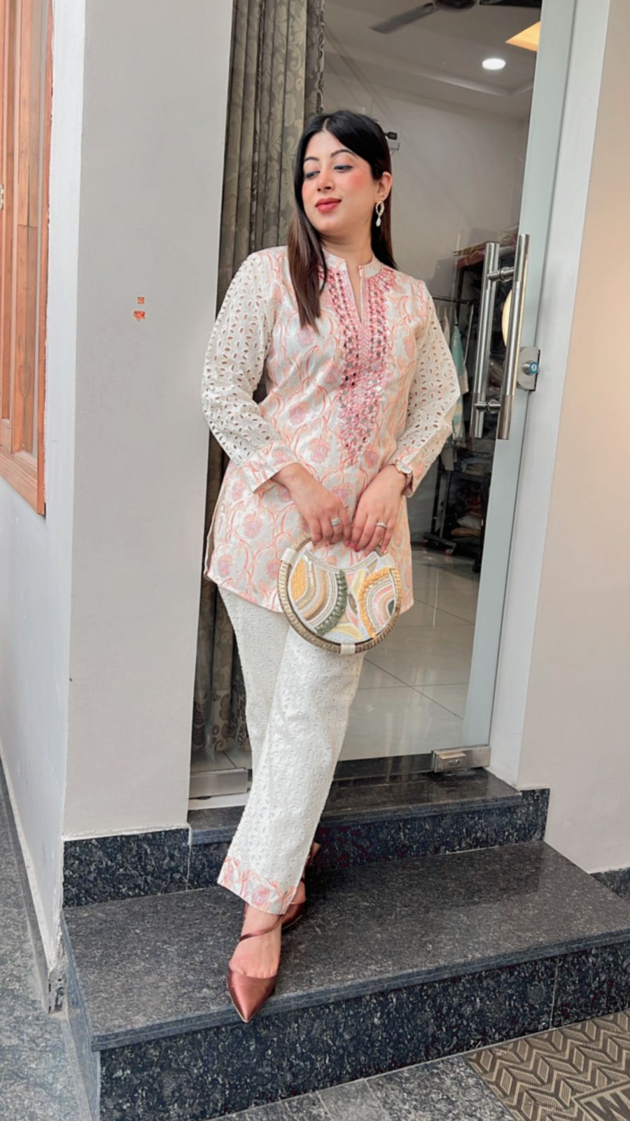 PEACH MIRROR WORK CO-ORD