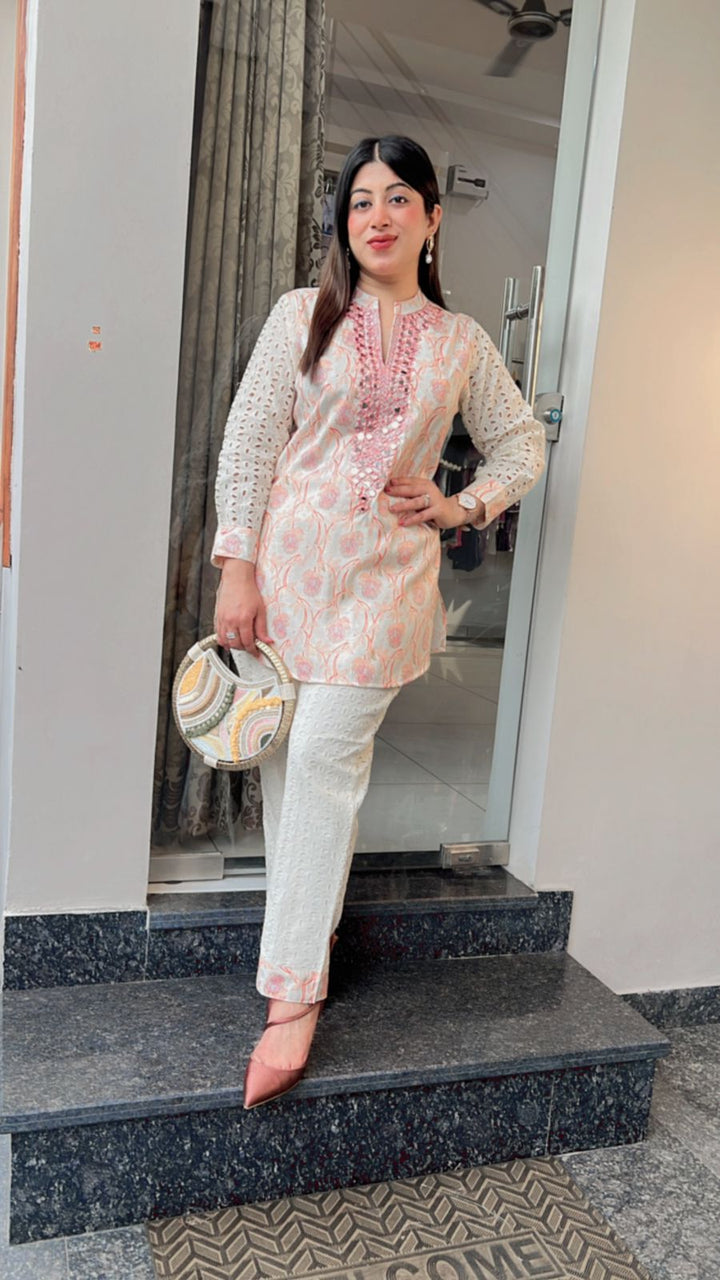PEACH MIRROR WORK CO-ORD