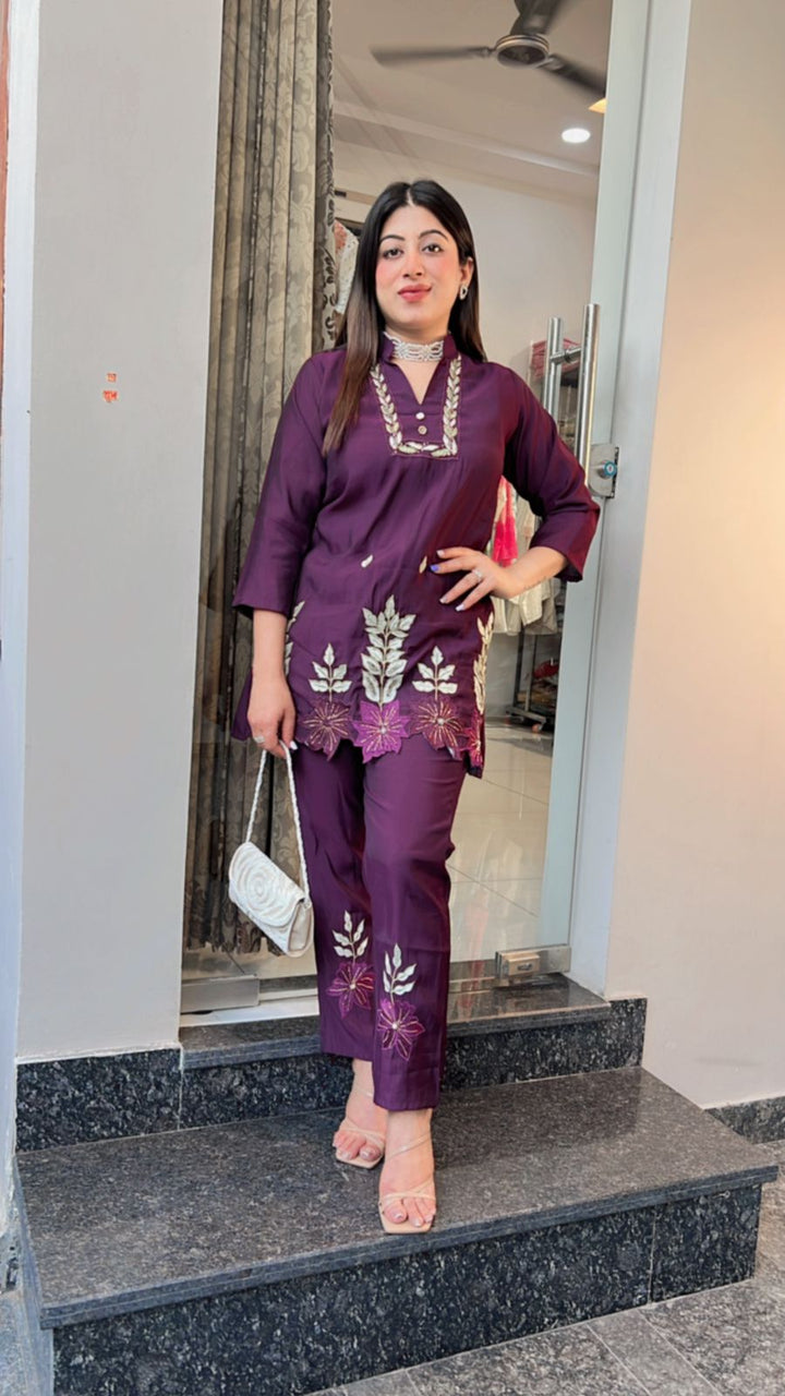 EMBELLISHED FLORAL EMBROIDERY CO-ORD