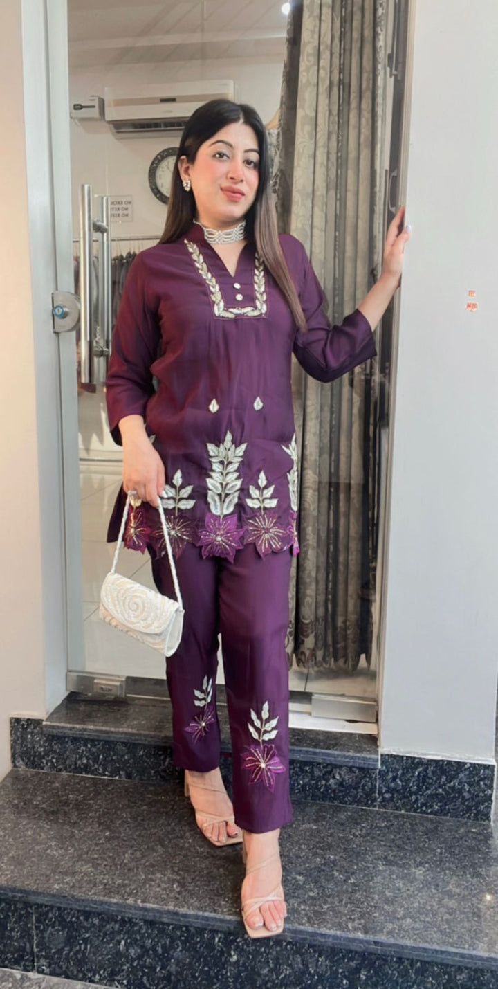 EMBELLISHED FLORAL EMBROIDERY CO-ORD