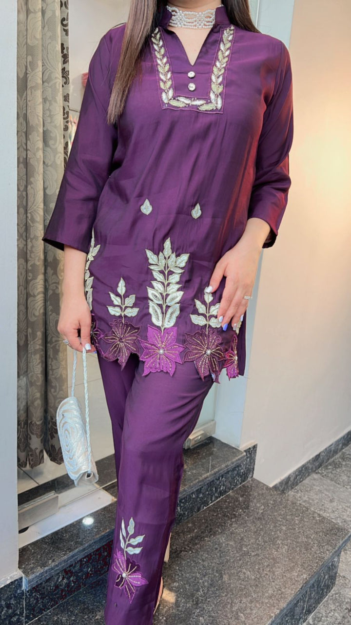 EMBELLISHED FLORAL EMBROIDERY CO-ORD
