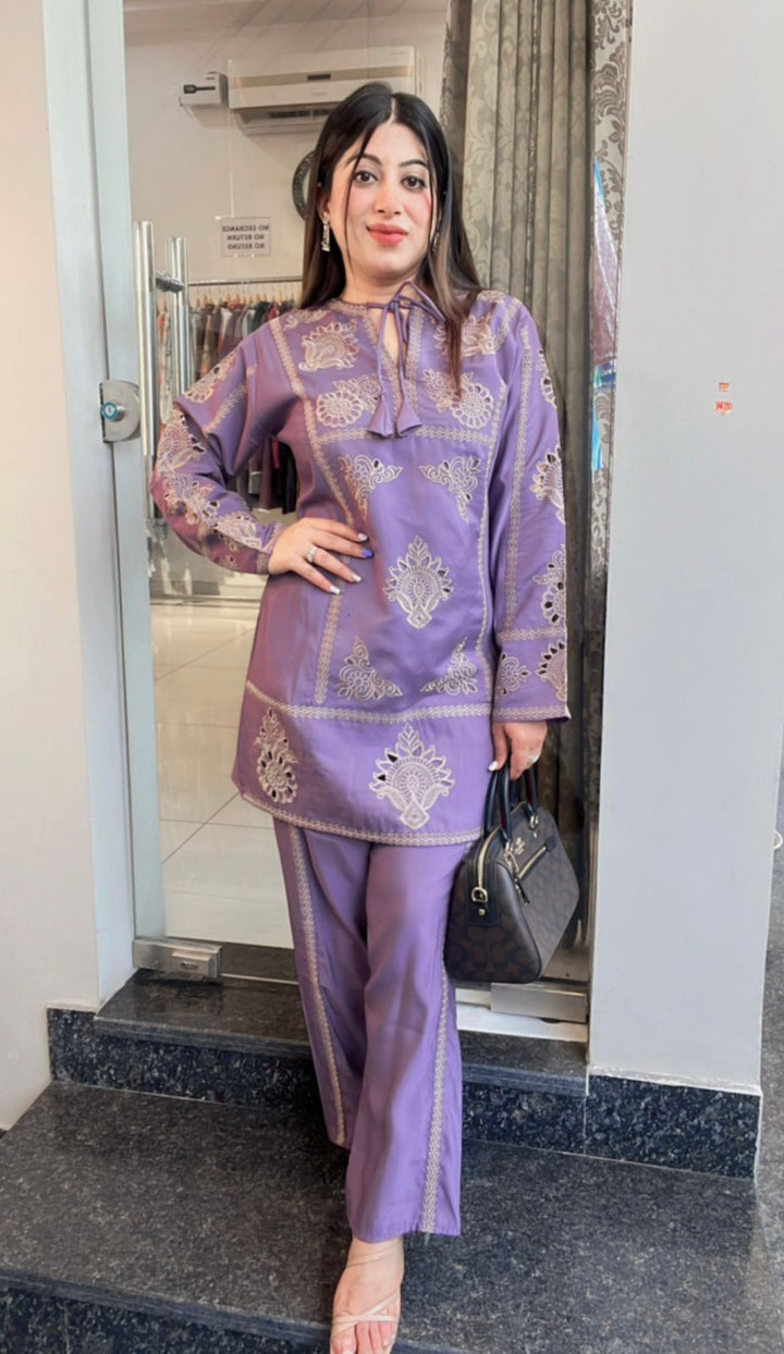 LAVENDER LASER CUT CO-ORD