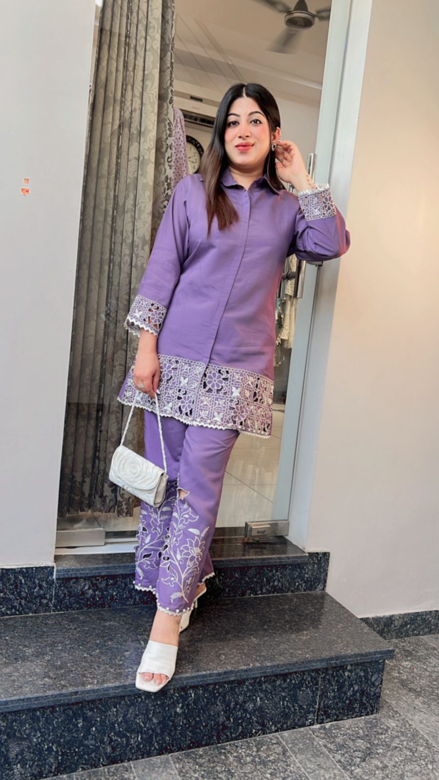 LAVENDER CUTWORK CO-ORD