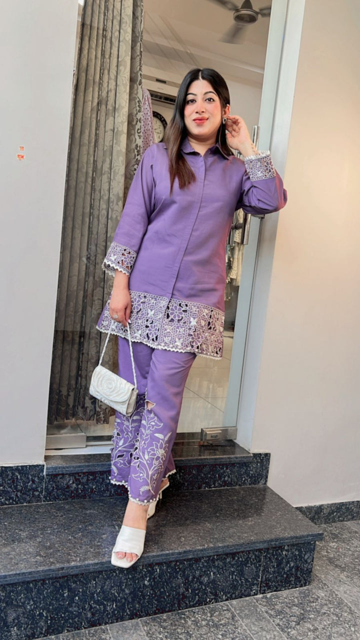 LAVENDER CUTWORK CO-ORD