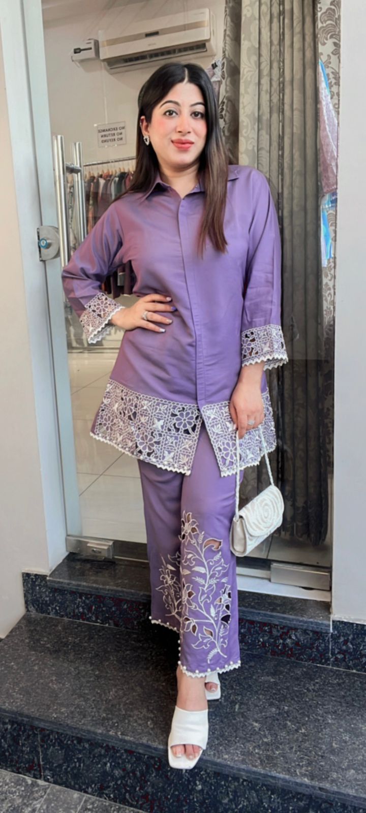 LAVENDER CUTWORK CO-ORD