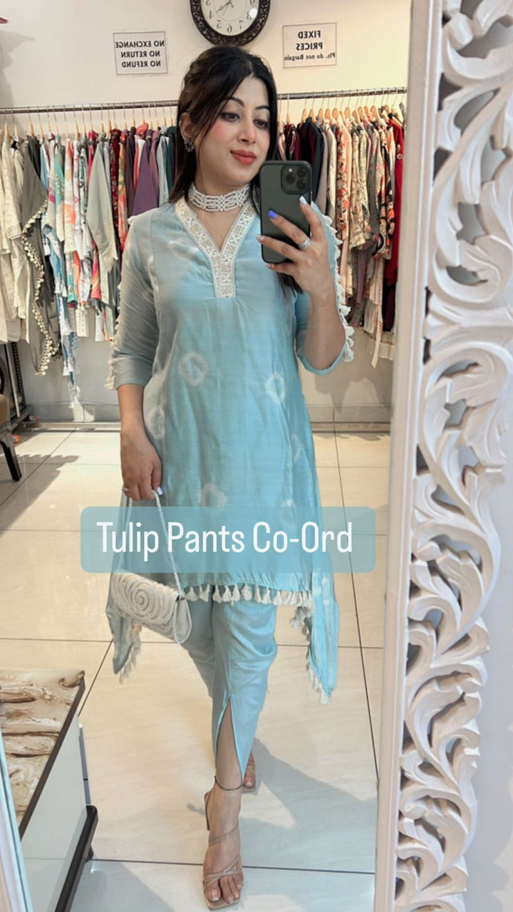 POWDER BLUE TULIP PANTS CO-ORD