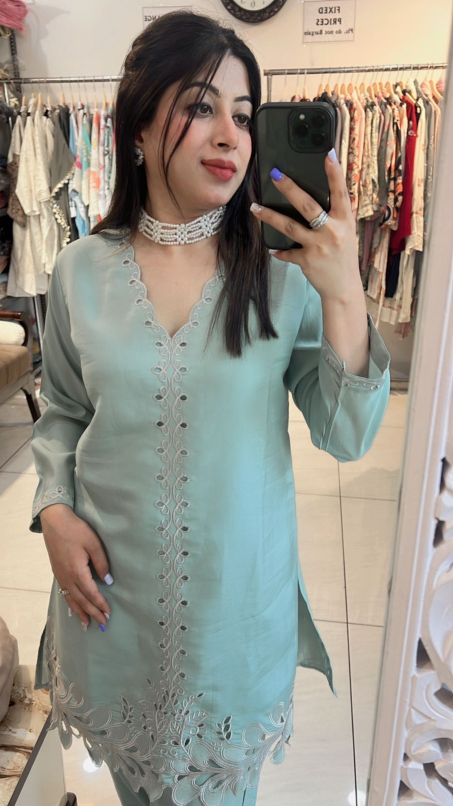 GREEN EMBROIDERY CO-ORD