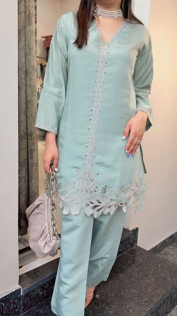 GREEN EMBROIDERY CO-ORD
