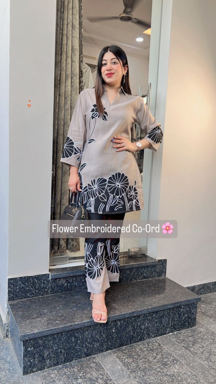 FLOWER EMBROIDERED CO-ORD