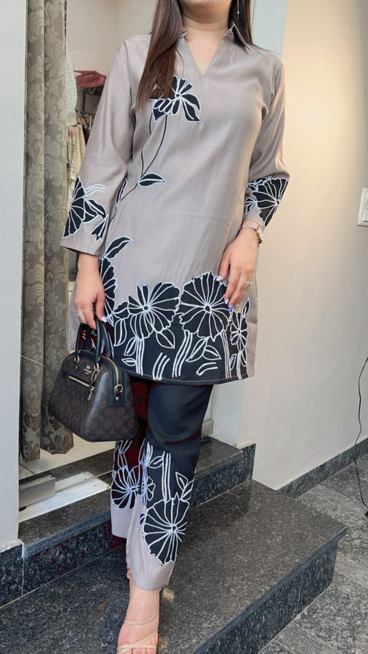 FLOWER EMBROIDERED CO-ORD