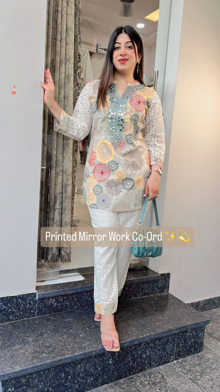 YELLOW BLUE MULTICOLOR MIRROR CO-ORD