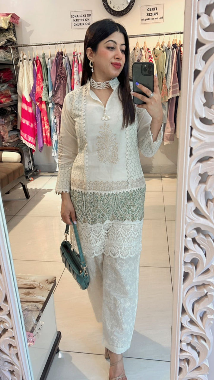 GREEN & WHITE CO-ORD