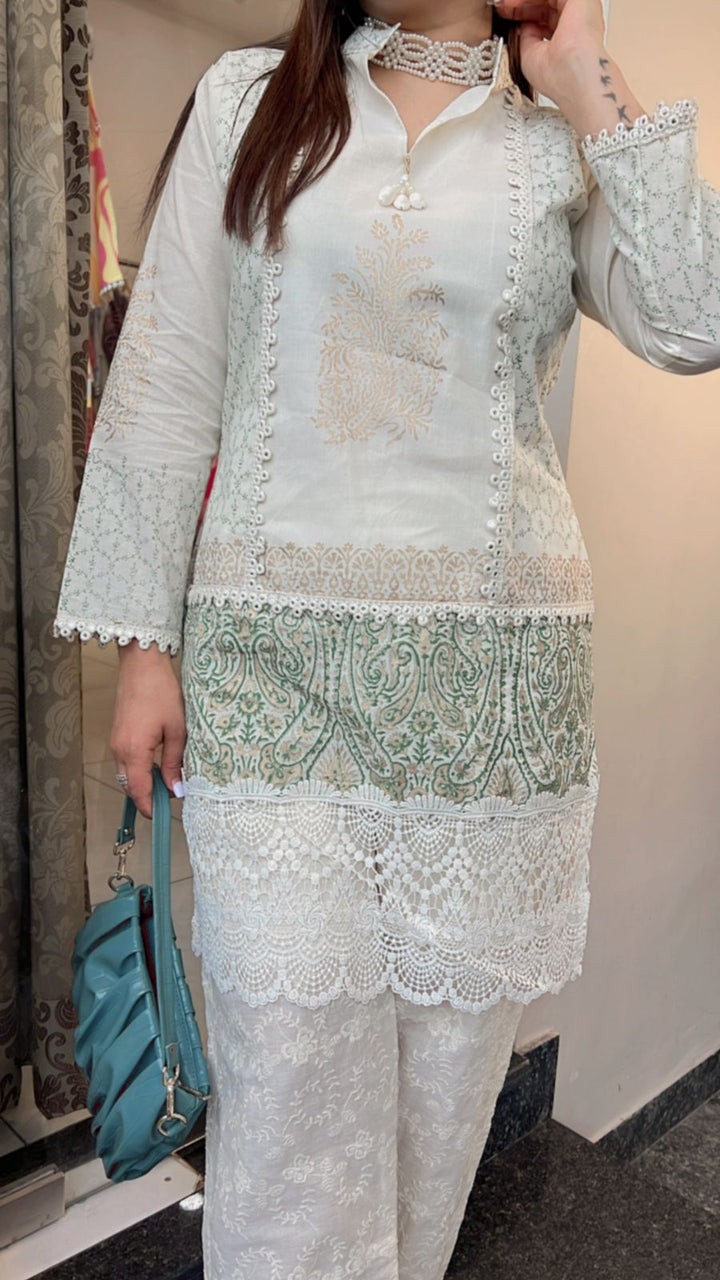 GREEN & WHITE CO-ORD
