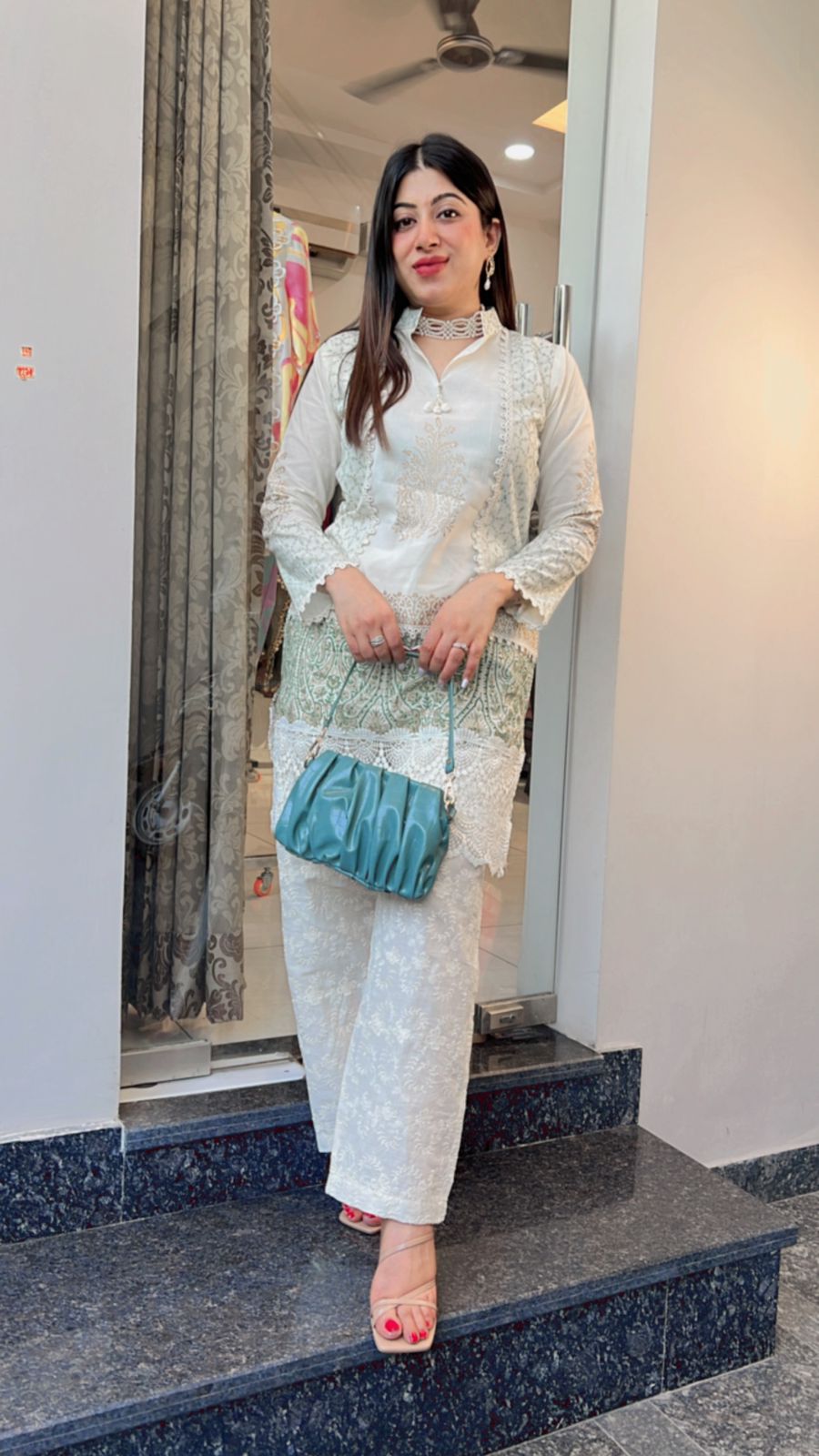 GREEN & WHITE CO-ORD