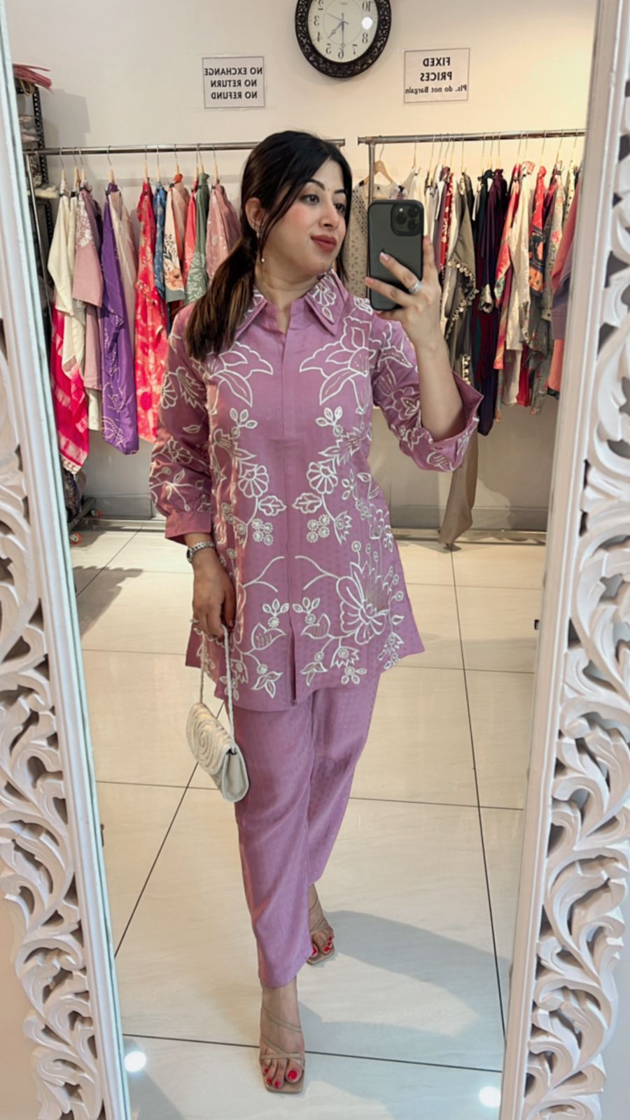 PINK WHITE MACHINE WORK CO-ORD