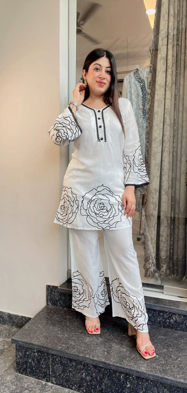 PRINTED WHITE COTTON CO-ORD