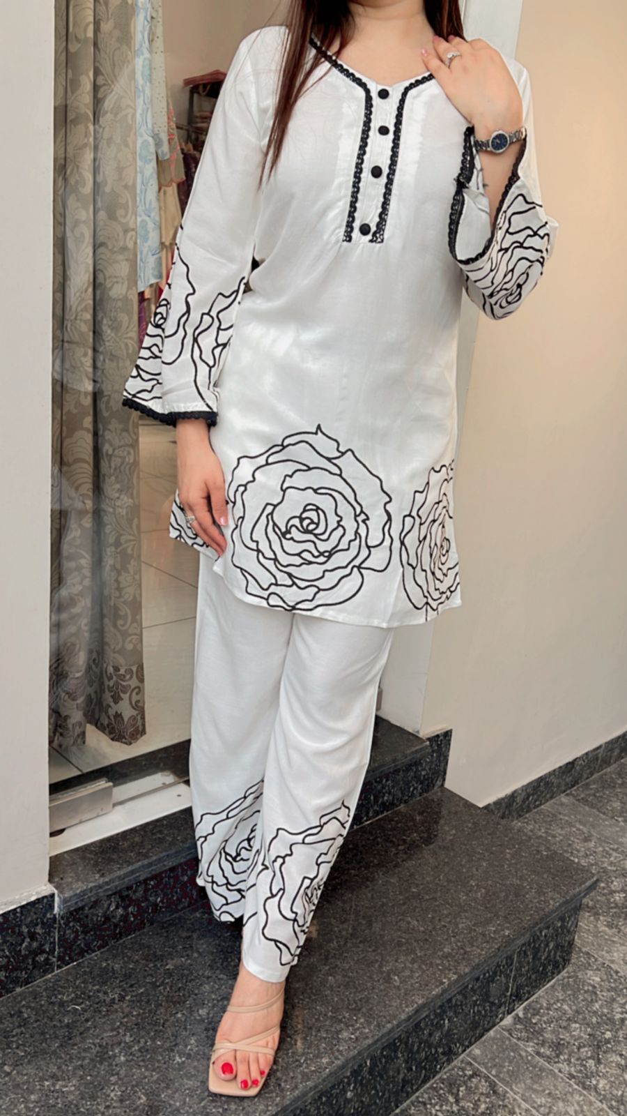 PRINTED WHITE COTTON CO-ORD