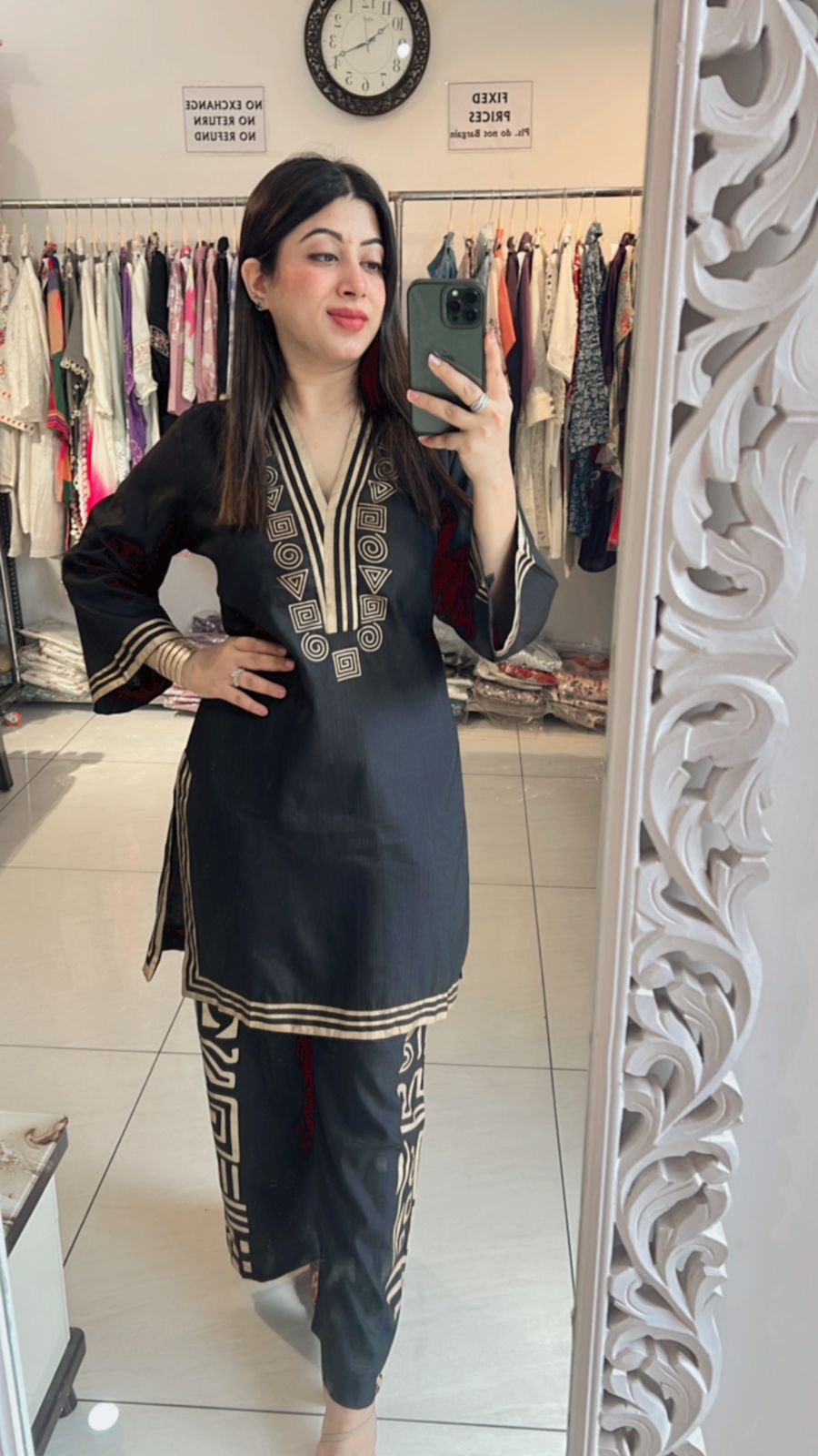 BLACK COTTON SILK CO-ORD WITH BAG