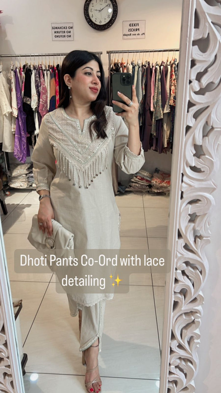 DHOTI PANTS CO-ORD WITH LACE DETAILING