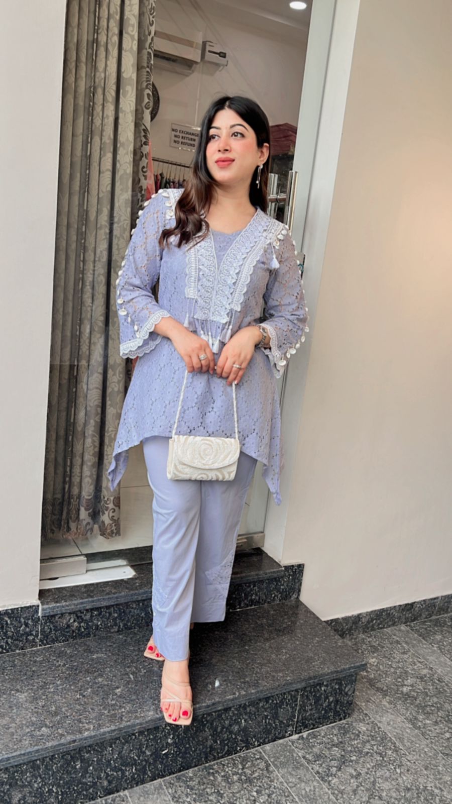 GREYISH LILAC THREE PIECE COTTON CO-ORD