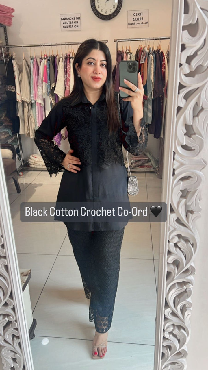BLACK CROCHET COTTON CO-ORD