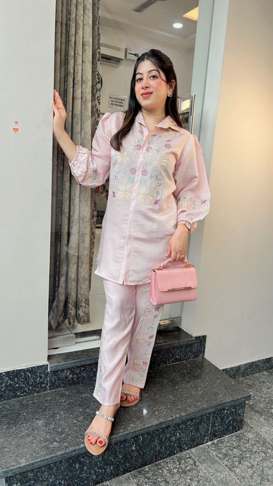PINK THREAD EMBROIDERY CO-ORD