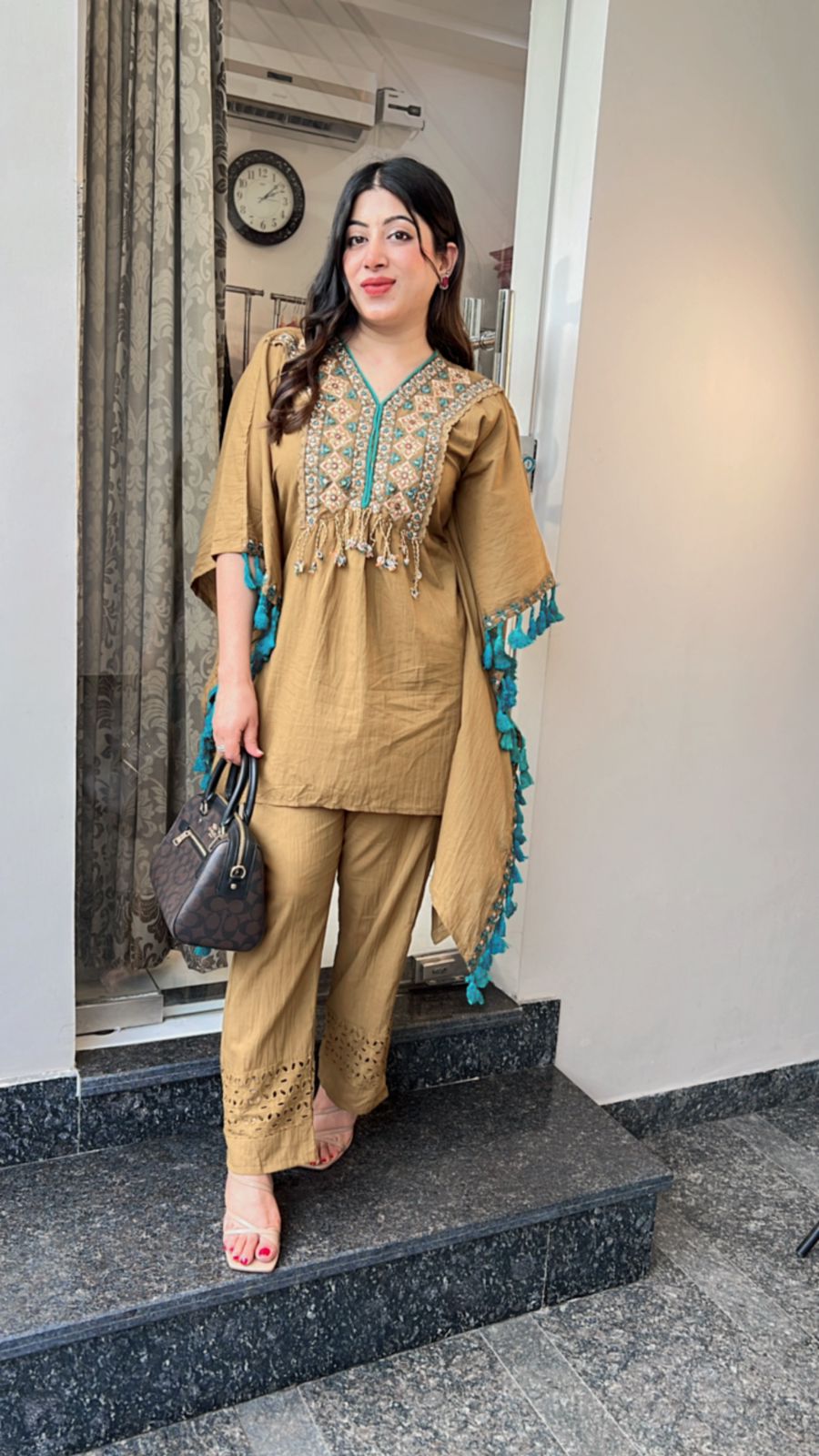 KAFTAN STYLE CO-ORD WITH TASSELS WORK