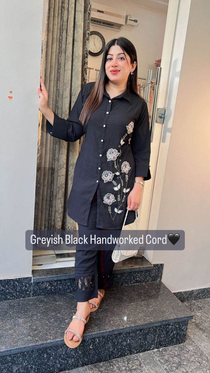 GREYISH BLACK HANDWORKED CO-ORD