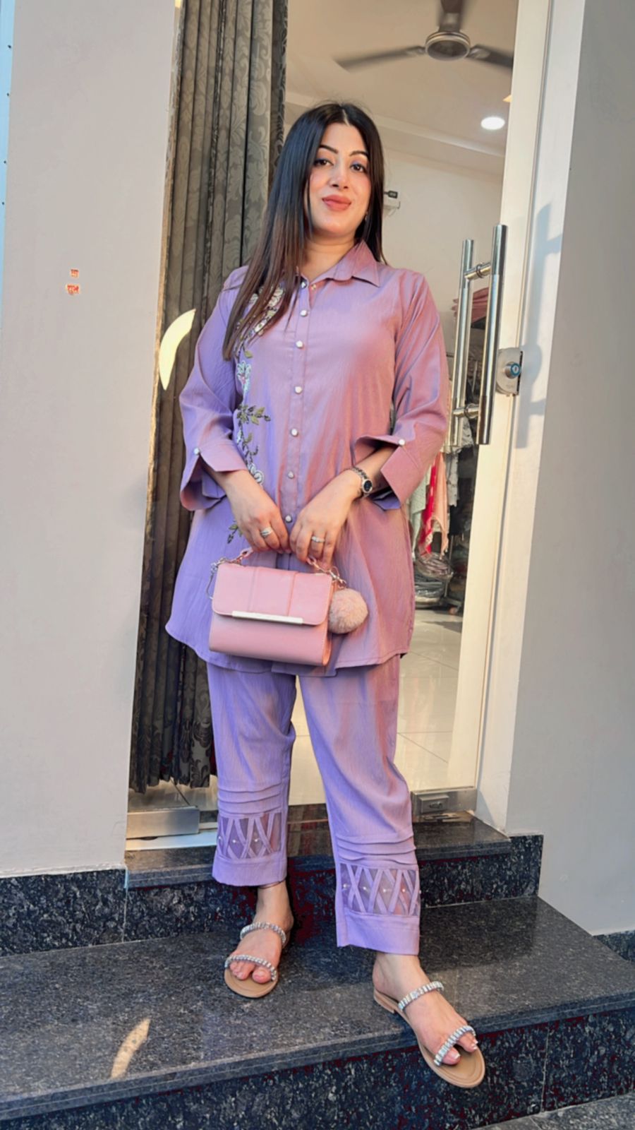 LAVENDER HANDWORKED  & THREAD EMBROIDERY CO-ORD