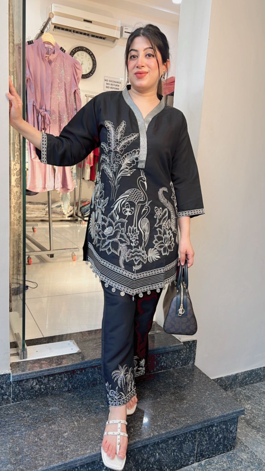 BLACK EMBROIDERED CO-ORD