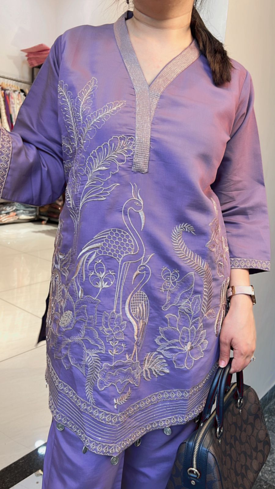 PURPLE EMBROIDERED CO-ORD