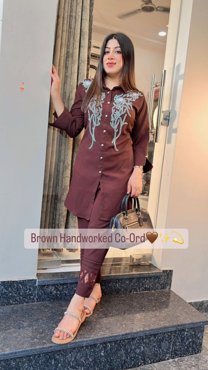 COFFEE BROWN HANDWORKED CO-ORD