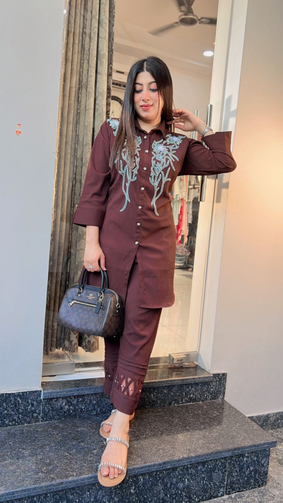 COFFEE BROWN HANDWORKED CO-ORD