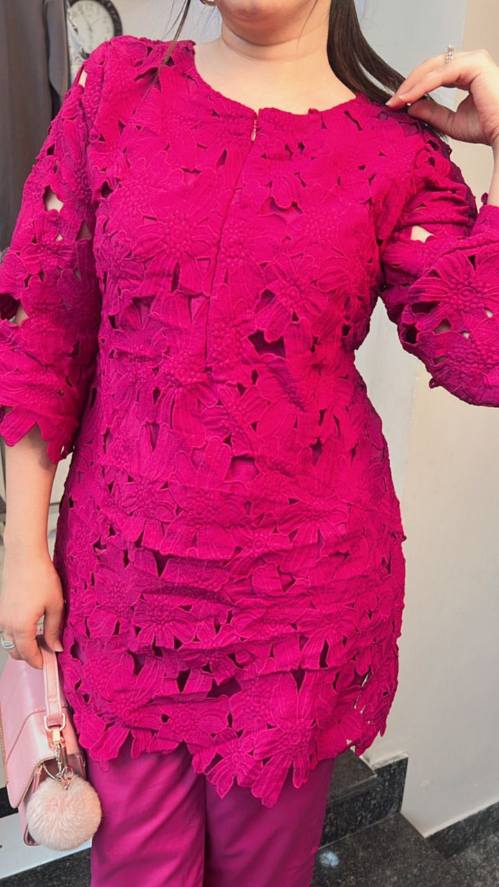 WINE COTTON CROCHET CO-ORD