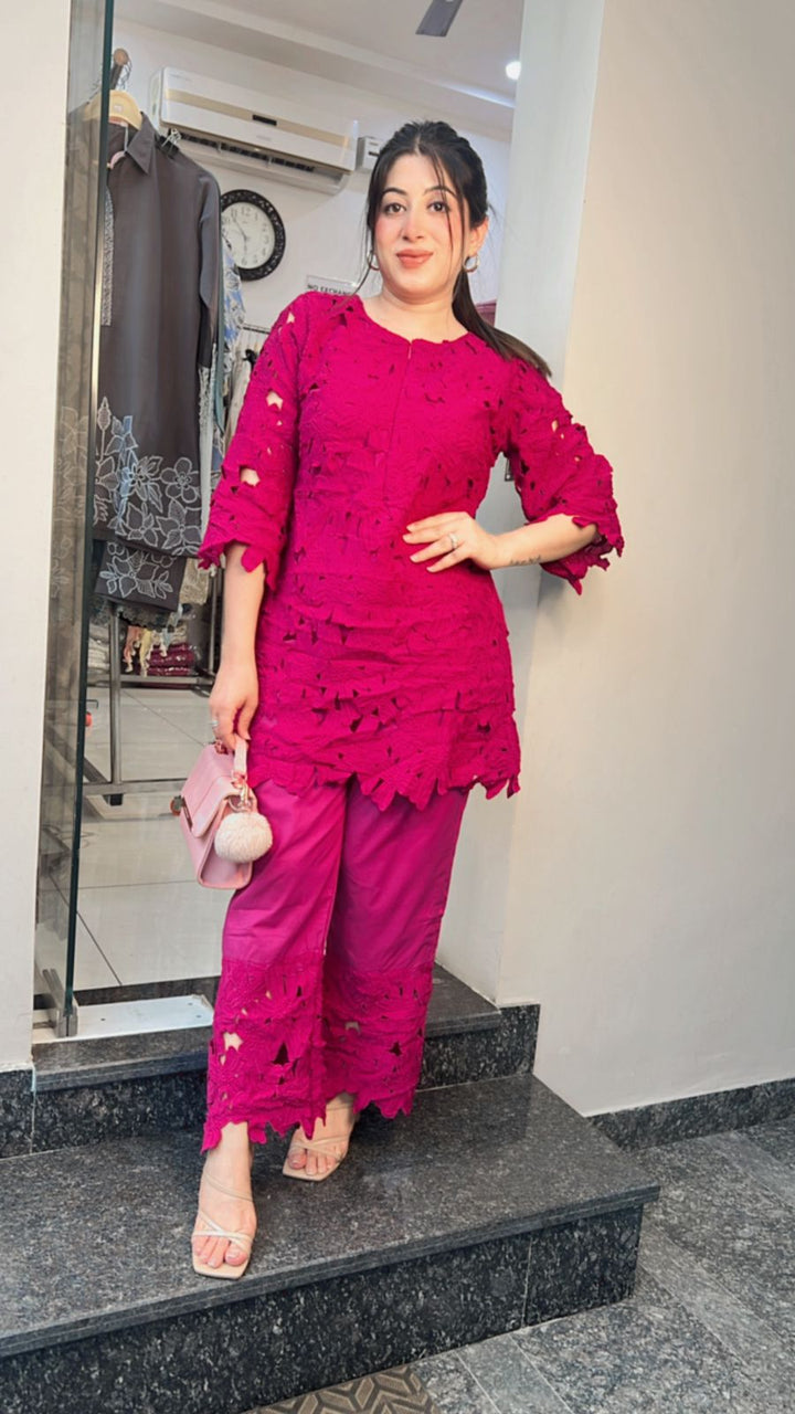WINE COTTON CROCHET CO-ORD