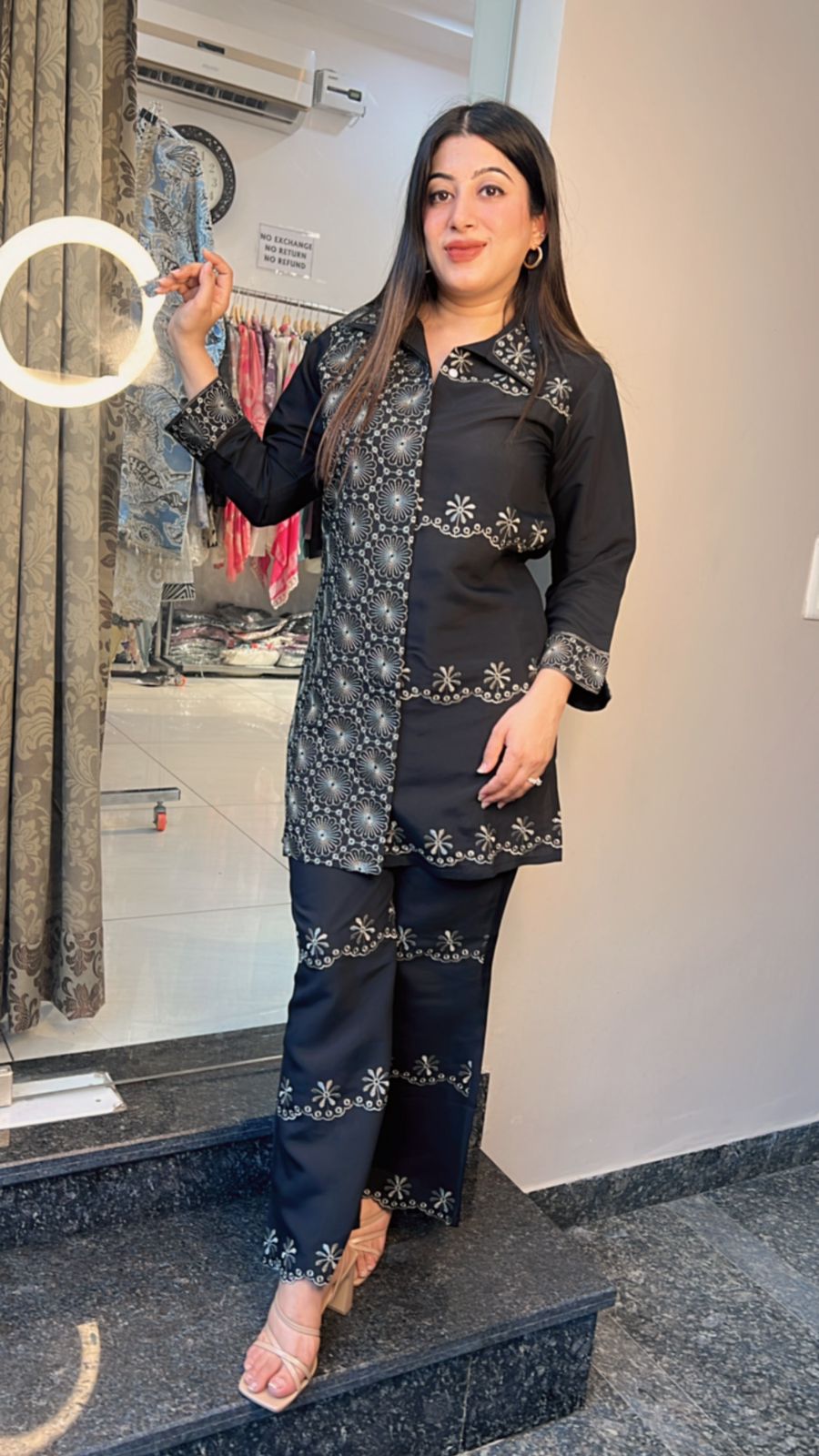BLACK EMBROIDERY CO-ORD
