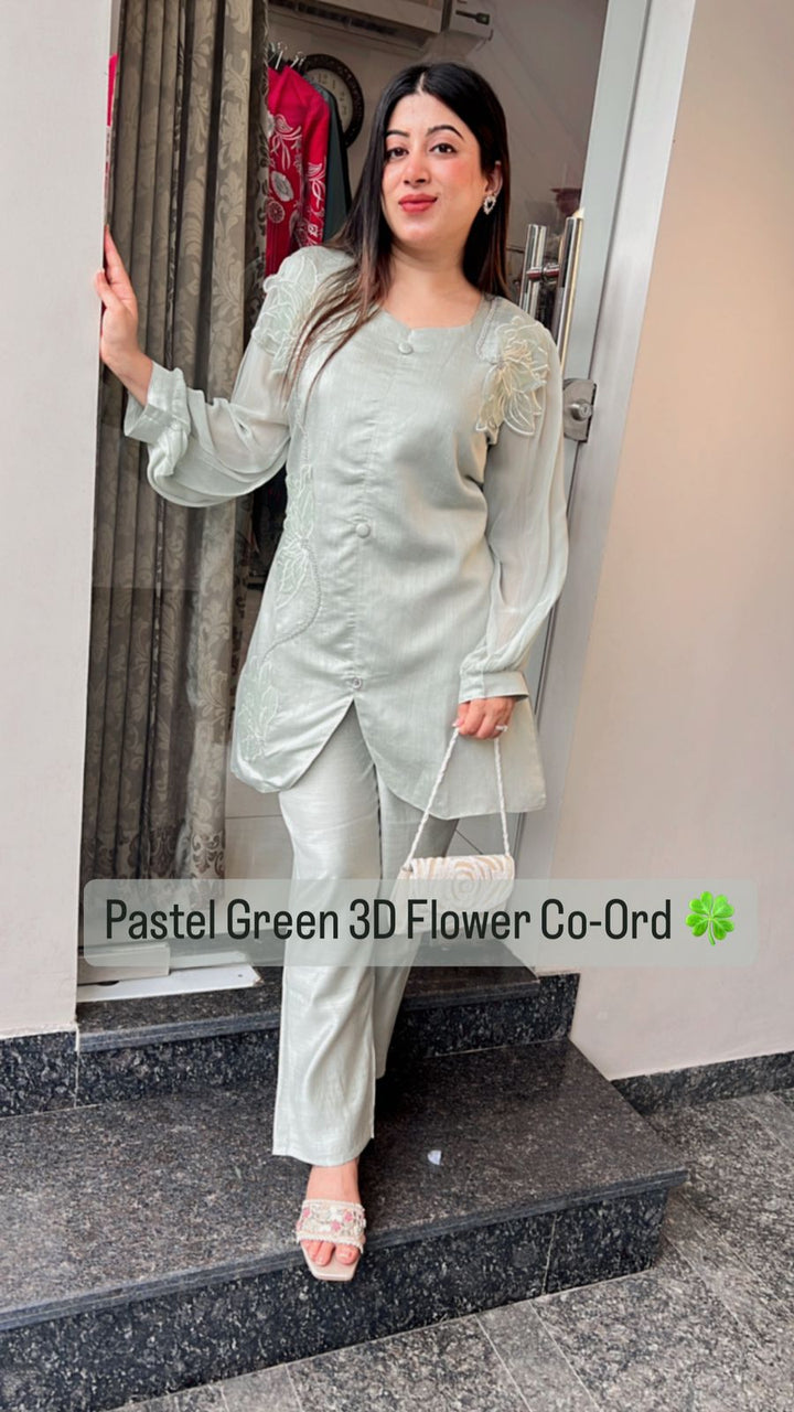 PASTEL GREEN 3D FLOWER CO-ORD