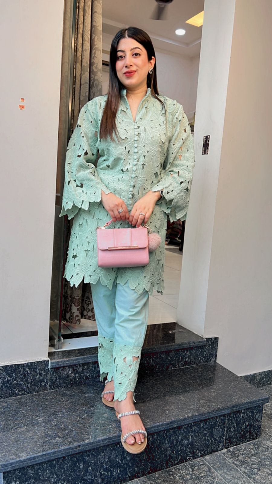 PASTEL GREEN CROCHET COTTON CO-ORD