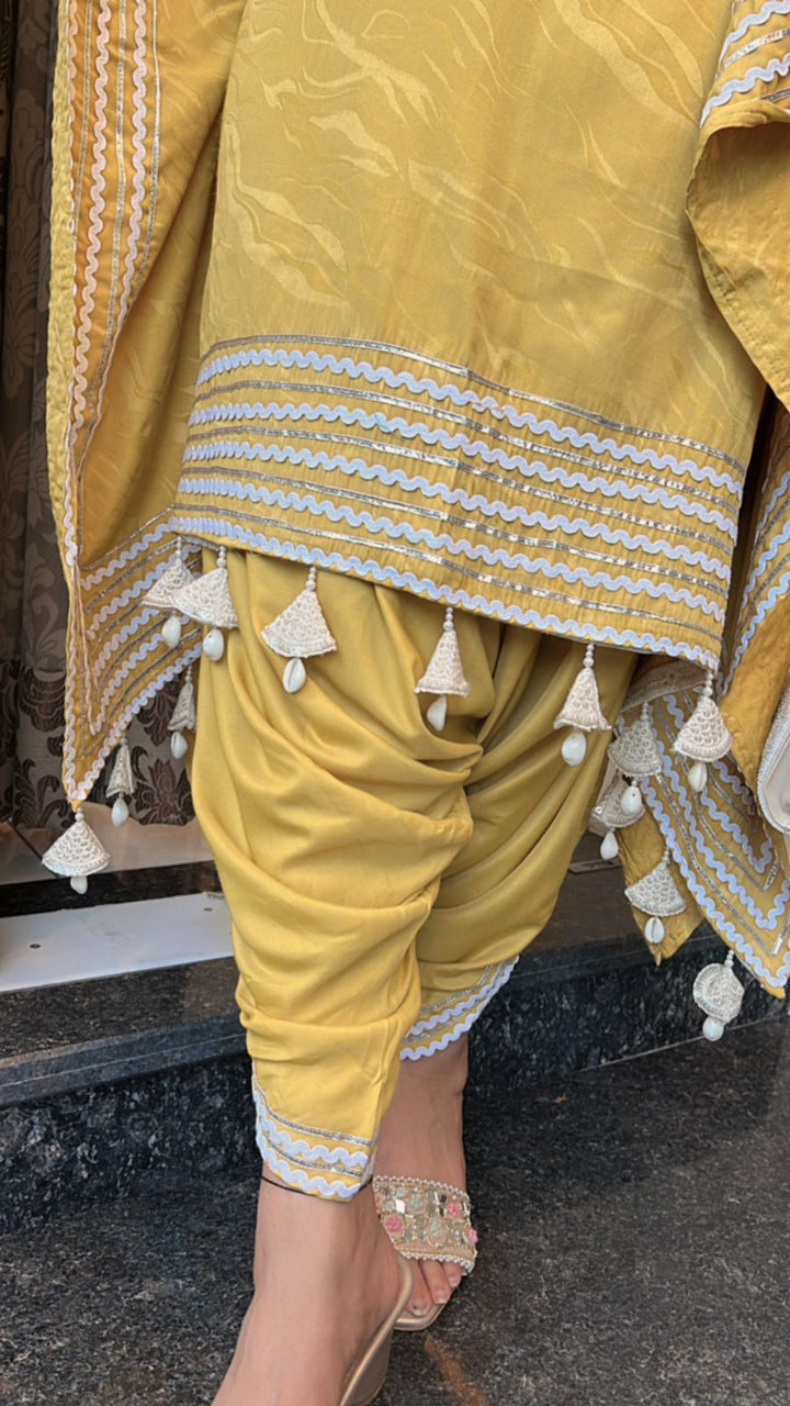 YELLOW MUSTARD FESTIVE KAFTAN SET