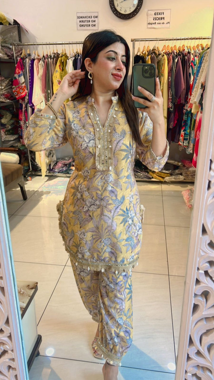 YELLOW MUSTARD PATHANI CO-ORD SET