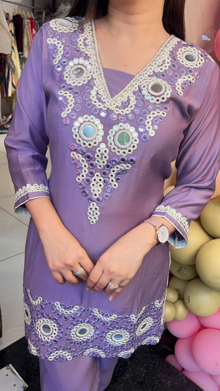 LAVENDER EMBROIDERED CO-ORD SET