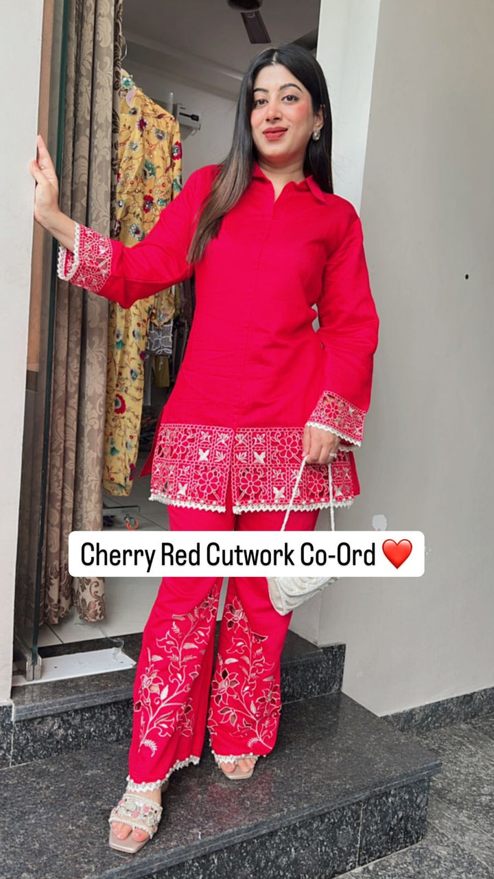 CHERRY RED CUTWORK C0-ORD