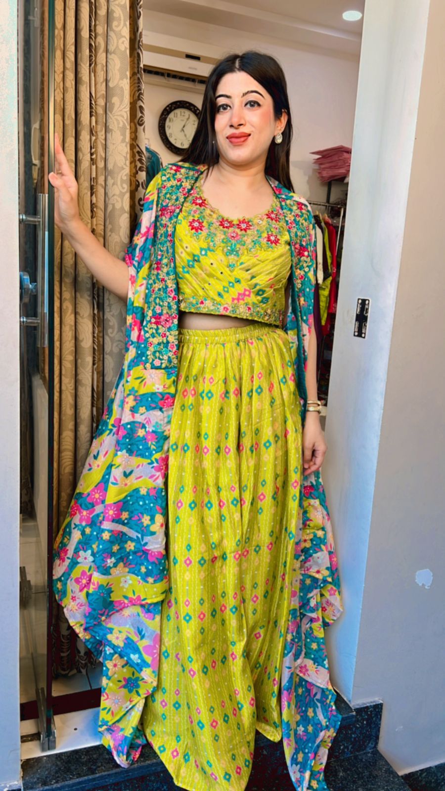 FESTIVE 3 PC SHARARA SET WITH CAPE
