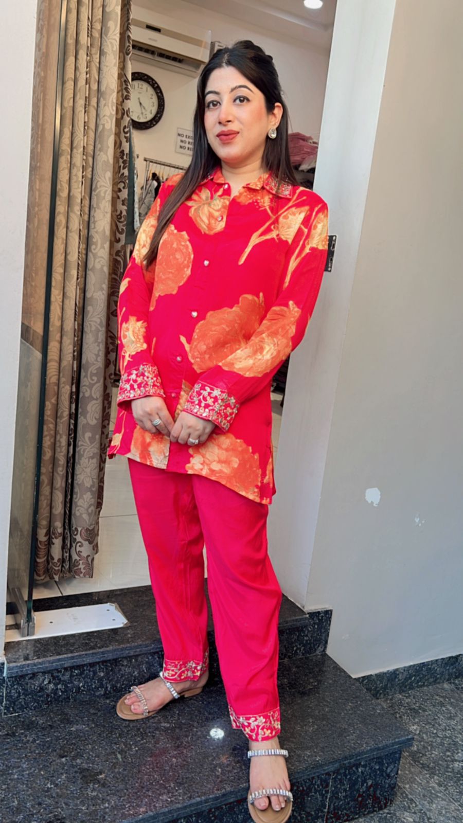 DIGITAL PRINTED EMBROIDERED SET WITH MIRROR WORK