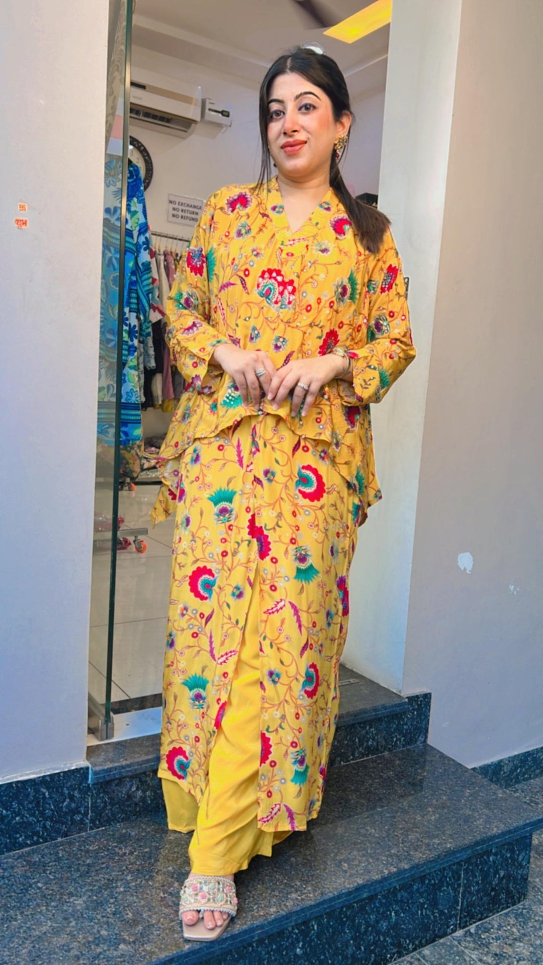 YELLOW MUSTARD 2 PC FESTIVE SET WITH BELT